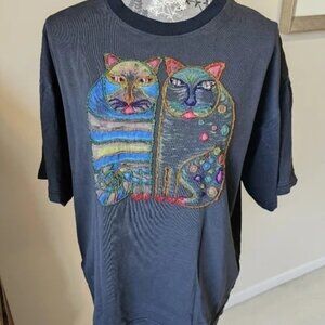 Amazing one of a kind hand beaded cat t-shirt XL